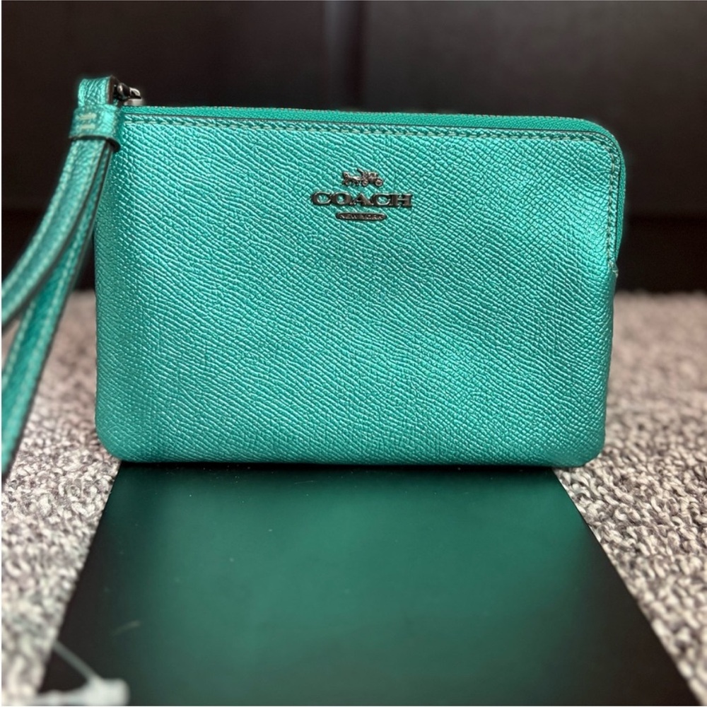 Coach Teal Wristlet Clutch